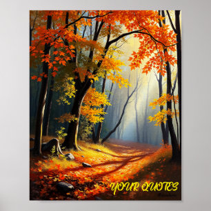 Gouden Herfst Bospad Poster