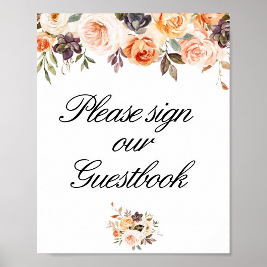 gouden herfst floral bruiloft poster (Voorkant)