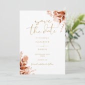 Gouden Herfst Herfst Bloemen QR Code Bruiloft Save The Date (Staand voorkant)