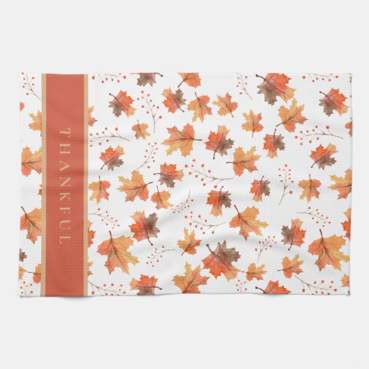 Gouden Herfst Maple Leaves Custom Theedoek (Horizontaal)