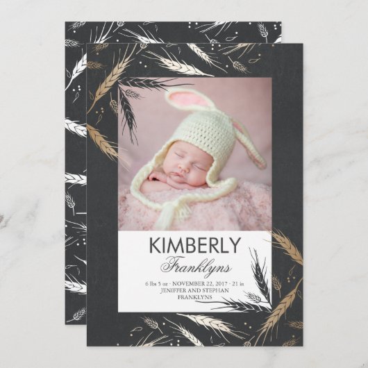 Gouden Herfst Nieuwe Geboorte Aankondiging Baby Fo (Voorkant / Achterkant)