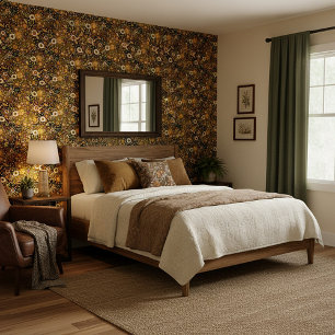 Gouden herfstbloemen behang