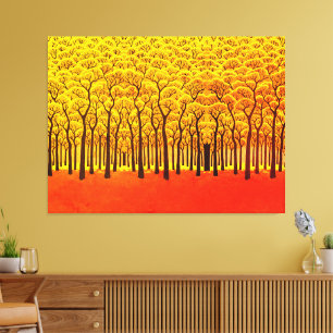 Gouden Herfstbos Canvas Afdruk