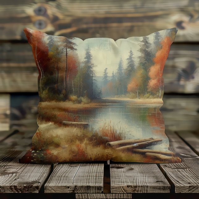 Gouden Herfstbosreflecties Kussen (Creator heeft geüpload)