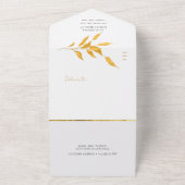 Gouden herfstloof bruiloft all in one uitnodiging (Buitenkant)