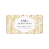 GOUDEN HERRINGBONE / CHEVRON KUNSTWERK ADRESETIKET ETIKET (Voorkant)