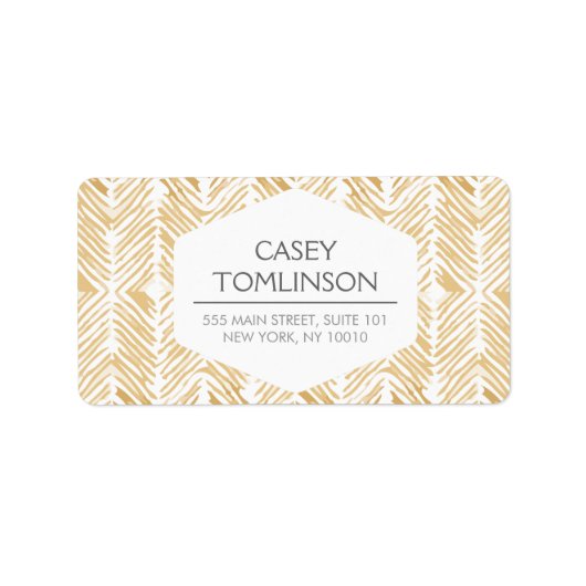 GOUDEN HERRINGBONE / CHEVRON KUNSTWERK ADRESETIKET ETIKET (Voorkant)