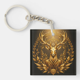 Gouden Hert Embleem Koninklijke Crest Natuur Symbo Sleutelhanger
