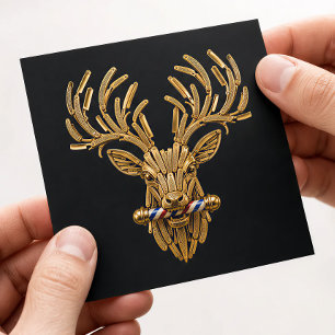 Gouden Herten Scheermes Kapperszaak Logo Kapper Vierkante Visitekaartje