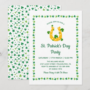 Gouden Hoefijzer Klaver Patroon St. Patrick's Dag Kaart