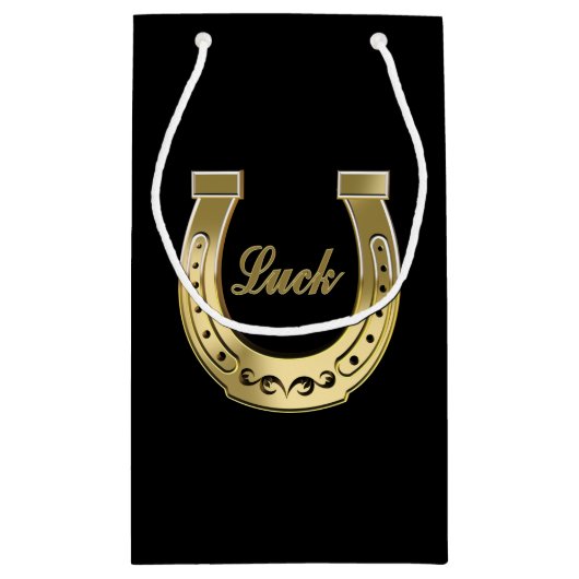 Gouden hoefijzer klein cadeauzakje (Achterkant)