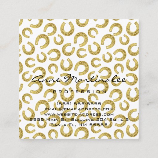 Gouden Hoefijzers Succes Professioneel Vierkante Visitekaartje (Achterkant)