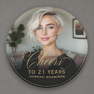 Gouden Hoera voor 21 Jaar Custom Photo Birthday Papieren Bordje