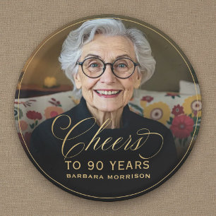 Gouden Hoera voor 90 Jaar Custom Photo Birthday Papieren Bordje