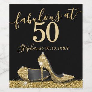Gouden Hoge Hak 50e Fabulous Verjaardag Sparkling Wijn Etiket