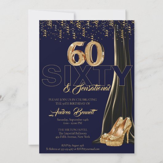 Gouden hoge hakken Elegante 60e sensationele verja Kaart (Voorkant)