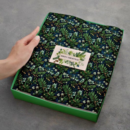 Gouden Holly en Winter gebladerte Tissuepapier