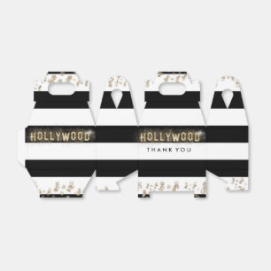 Gouden Hollywood Favor doosjes met zwart-wit stree