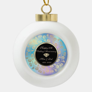 Gouden Holografische Huwelijksjubileum 50 Jaar Keramische Bal Ornament