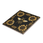Gouden hommel en zonnebloemen tegeltje (Zijkant)