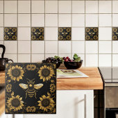 Gouden hommel en zonnebloemen tegeltje