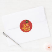 Gouden Hond Papercut Chinees Nieuwjaar Zodiac Rond Ronde Sticker (Envelop)