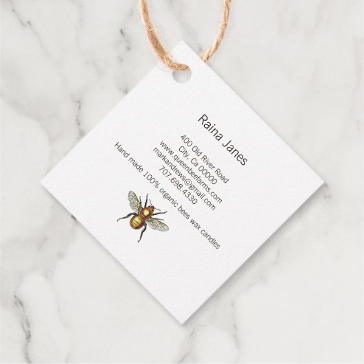 Gouden honing bij en honing kam bedankjes labels (Achterkant)