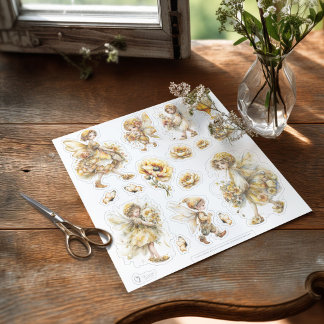 Gouden Honing Feeënwereld – Bloemen Dragende Stokj Sticker