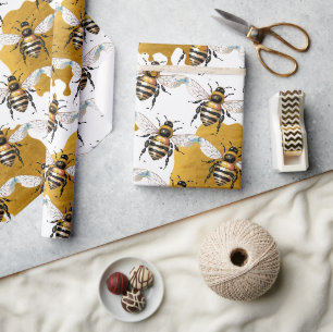 Gouden honing van honingbijen cadeaupapier
