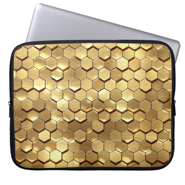 Gouden Honingraat 3D Render Textuur Laptop Sleeve (Voorkant)