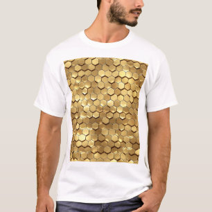 Gouden Honingraat 3D Render Textuur T-shirt