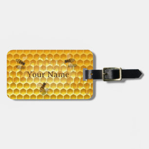 Gouden Honingraat met Honingbijen Custom Bagagelabel