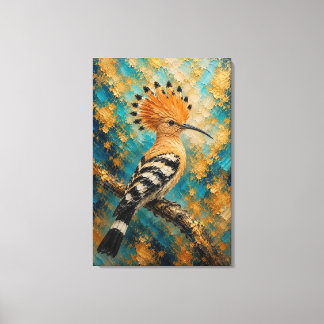 Gouden Hop Majesteit – Luxe Impasto Vogel Canvas Afdruk