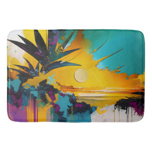 Gouden Horizon – Abstracte Tropische Zonsondergang Badmat