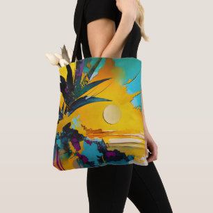 Gouden Horizon – Abstracte Tropische Zonsondergang Draagtas