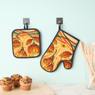 Gouden Horizon Bloei Ovenwant & Pannenlap Set