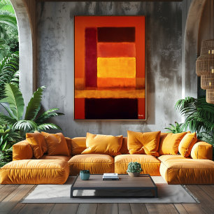 Gouden Horizon Kleurveld Abstracte Moderne Wand  Poster