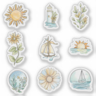 Gouden Horizon – Nautische & Botanische Zomerstick Sticker