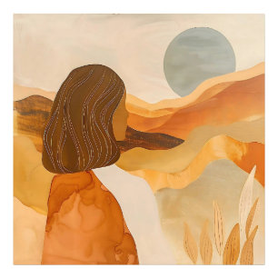 Gouden Horizonten – Abstracte Woestijnvrouw Foto Afdruk