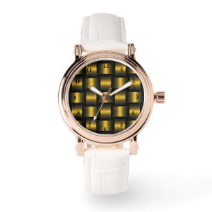 Gouden Horloge Gouden Zwart Lattice