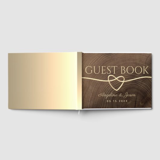 Gouden Houten Bruiloft Gastenboek (Volledig)