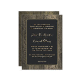 Gouden Houten Graan Bruiloft Kaart