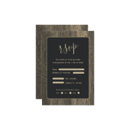 Gouden Houten Graan Bruiloft RSVP Kaartje