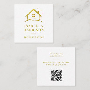 Gouden Huis Schoonmaak QR Code Vierkante Visitekaartje
