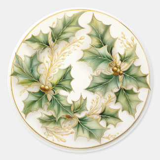 Gouden Hulstbesjes Ronde Sticker