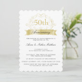 Gouden Huwelijk 50ste Verjaardag Uitnodiging (Staand voorkant)