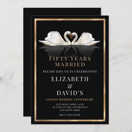 Gouden Huwelijksjubileum - 50 Jaar Zwanendesign Kaart (Voorkant / Achterkant)