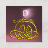 GOUDEN HYPER DRAGON KELTISCHE KNOPEN PAARSE GEM MO VIERKANTE VISITEKAARTJE (Achterkant)