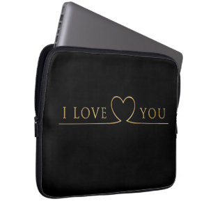 Gouden I Love You Typografie Laptop Sleeve