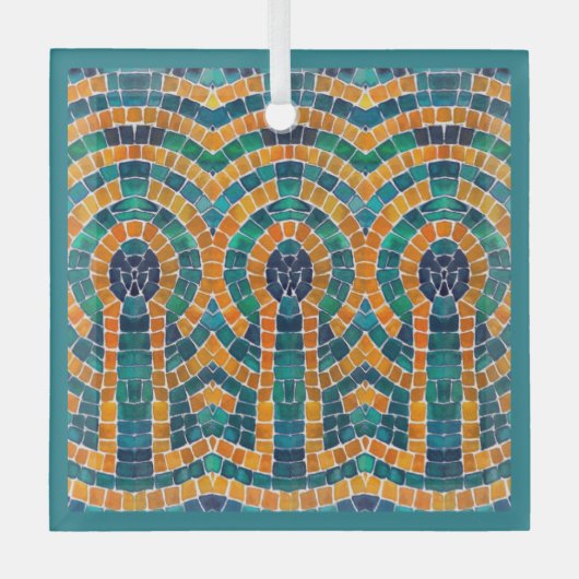 GOUDEN ICONEN MOZAÏEK Glas Vierkant Ornament (Voorkant)